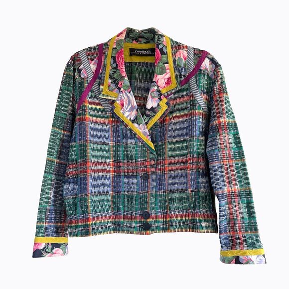 Vintage Floral Mixed Media Jacket Sz S/M Patchwork Cotton Boho Artsy Cottagecore - Picture 8 of 8